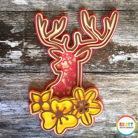 Download Free Monogram Deer Head Mandala with watercolor for Cricut